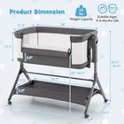 Height Adjustable Bedside Sleeper Baby Crib With Storage Bag Gray