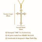 14k Real Solid Yellow Gold Dainty Pave Cross Cz Pendant Charm Necklace 18 In