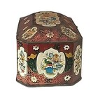 Vintage Tin The Metal Box Co  England Red Floral Tin W  Gold Accent 