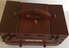 Vintage    singer    Fold Out Wooden Sewing Box   8 1 4     X 5    X 5   