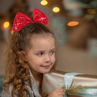 Jumbo Glitter Cheer Bow Clip - 7 Inch Large Cheerleading Sequin Hair Bow With Ta