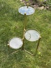 Mcm 3 Tier Brass And Glass Plant Stand