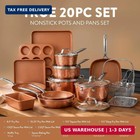 Gotham Steel Hammered 20 Pc Ceramic Cookware Set Nonstick  True Ceramic Pots And