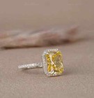 4 38 Ct Real Natural Yellow Sapphire Diamond Wedding Ring 14k Solid White Gold