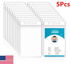 5packs Vertical Clear Soft Plastic Id Card Badge Holder Waterproof Business Case