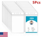 Vertical Clear Soft Plastic Id Card Badge Holder Waterproof Business Case 5pcs