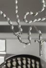 Vtg Rosary Catholic Beads Crucifix Italy Bead Silver Plated Cross Virgin Mary