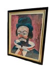 Vintage 1960s Clown Michele Framed Mcm Pictures Black Gold Trim Set Of 2