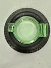 Vintage Firestone Supreme Balloon Uranium Glass Tire Ashtray W match Holder
