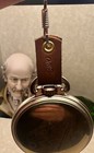   new    Genuine Leather Pocket Watch Bow   Fob Strap  1  2    Wide  Brown-handcrated