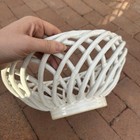 Large Centerpiece White Vintage Woven Rope Handmade Pottery Glossy Round 
