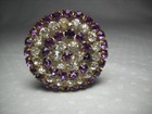 Antique 1880-1910 Victorian Hatpin Purple And Clear Rhinestones 12  Shank