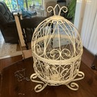 Vtg  Egg Shape Footed Metal Bird Cage W  Two Glass Shelf   s Great Condition