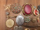 Vintage - Now 25 Piece Victorian Style Pendants Pins Craft Jewelry Making Lot  1