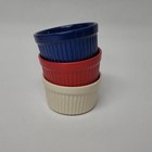3 Pioneer Woman Ramekins Red White Blue Ceramic Prep Bowl Set
