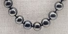 Vintage 30  Hematite Bead Necklace  Large 15mm Beads  Knotted  Barrel Clasp
