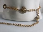 Vintage 1980 s Women s Gold Tone Disc Chain Belt Adjustable Taiwan Modernist 