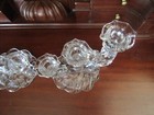 Vintage Set Of Two 3 Tier  Candelabra Candle Holder Etched Glass Excellent