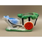 Vtg Japan Ceramic Ox And Cart Toothpick Holder Figurine Hand Painted Ashtray 4 