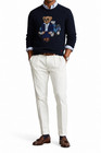Polo Ralph Lauren Mens Polo Bear Knit Sweater Navy Heavy Cotton Extra Slim Fit