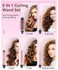 5-in-1 Curling Iron Wand Set  Hair Curler Set - Pink