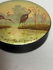 Vintage Russian Fedoskino 85  Lacquered Round Wood Box Hand Painted Signed