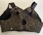  Lululemon Enlite Bra Front Zip Warped Grain Artifact Black Brown 38d