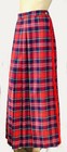 70s Vintage Wool Tartan Red Plaid Mod Fringe Pleated Wrap Around Maxi Skirt Sz S