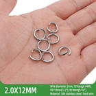 100pcs 12mm 2mm Thick 12 Gauge Stainless Steel Open Jump Rings  Metal Round Stro