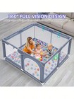 Baby Playpen Grey Portable Safety Playard With Soft Breathable Mesh Indoor