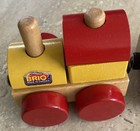 3 Vintage Wood Magnetic Brio Train Set With Color Blocks
