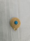 Vintage 1968 Estee Lauder Youth Dew Solid Perfume Compact Turquoise Cabochon