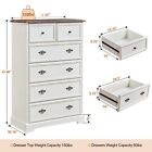 6 Drawer Vintage Dresser 48  Tall Wood Rustic Chest Of Drawers Storage Organizer