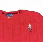 Polo Ralph Lauren Girls Red Cable Knit Pullover Sweater L 14-16 Embroidered Bear