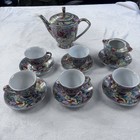 Chinese Rose Medallion Style Tea Set Teapot Cups Saucers Creamer 13 Pc Gold