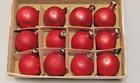 Lot Vintage Glass 25mm Ball Feather Tree Mini Christmas Ornaments Red W Box