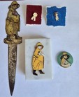 Lot Of 5 Antique Nabisco Uneeda Boy Letter Opener Pins Marble Paperweight