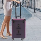 Rolling Aluminum Makeup Train Case Salon Cosmetic Trolley Organizer Box lock key