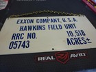 Vintage Exxon Co  Usa Oil Field Metal Sign - Hawkins Field - Free Shipping