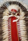 Vtg Navajo Double Trailer Turkey Feather Headdress Hand Made
