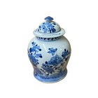 Chinese Blue White Porcelain Flower Birds Graphic Temple Jar Ws1393