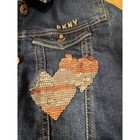 Dkny Two-heart Sequins Denim Jean Jacket Y2k Youth Kids Large