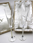 Oleg Cassini Crystal Champagne Toasting Flutes Wedding Glasses Boxed Pair