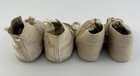 Vintage Antique 1940s Baby Shoes Lot White Leather Cutout Beige Wool Felt 2 Pr