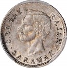 Scarce 1913h Sarawak Silver Coin 5 Cents Charles C  Brooke Bust Mint Mark H Au55