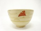 7632602  Japanese Tea Ceremony   Kyo Ware Tea Chawan   Kinsai Iroe   Ginkgo Patt