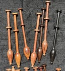 Bobbin Lace Spool Lot Turned Wood Used 14