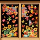 6pcs Fall Maple Leaf Window Clings  Autumn Squirrel Bird Sunflower Style 11