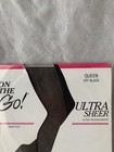 Vintage On The Go  Pantyhose Size Queen Ultra Sheer Off Black Sheer Toe    B25-4