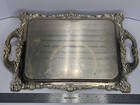 Vintage Ornate Silver-plated Serving Tray With Rococo Handles   Floral Trim